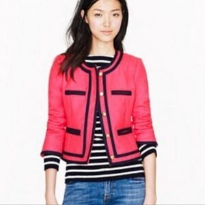 J. Crew Pink Navy Classic Brass Button Cropped Blazer sz 8